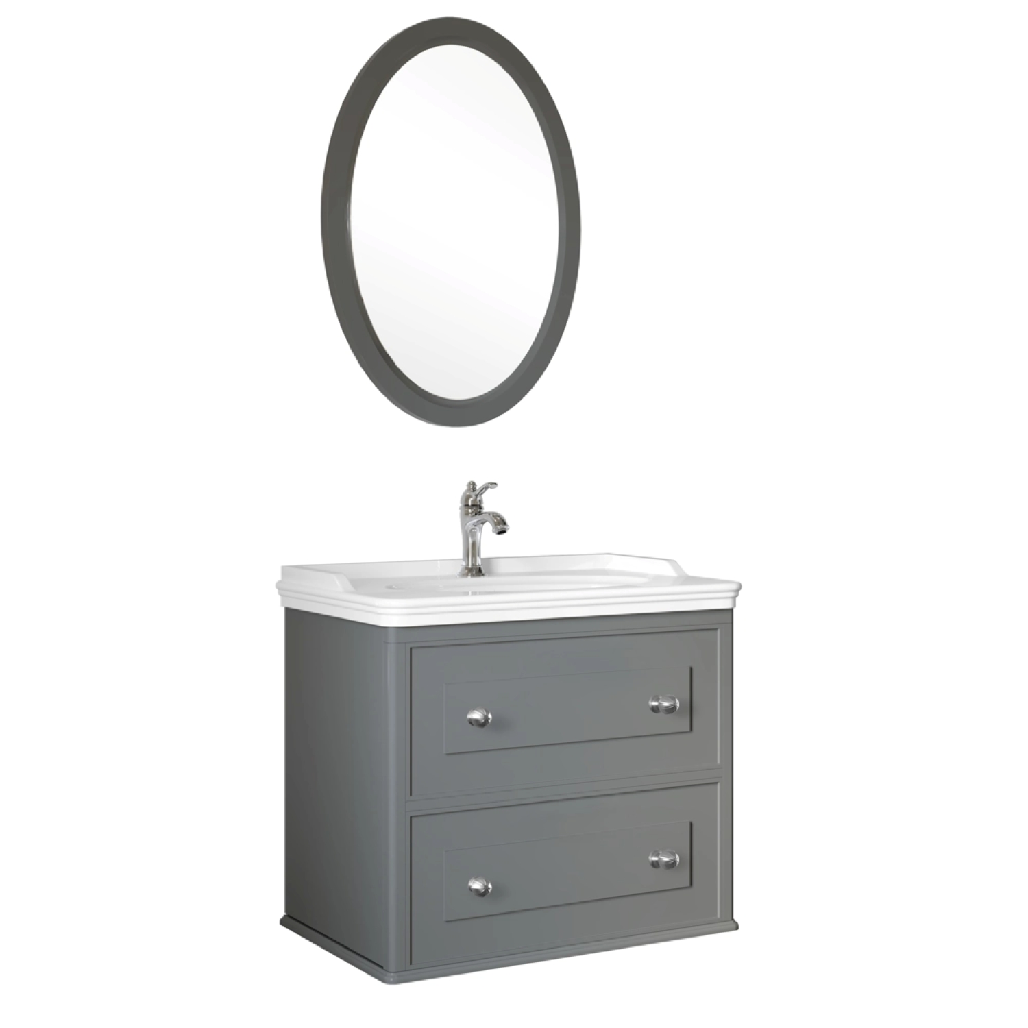 KALE -MIRO 80CM LAVABO DOLABI MAT GRİ (LVB DHL)