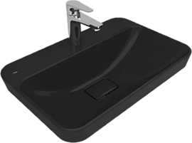 KALE -ZERO 2.0 YARI GÖMME LAVABO – 60X40 – SİYAH – ARMATÜR DELİKLİ